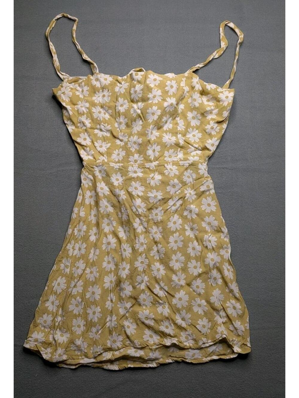 Faithfull The Brand Sundress Womens S Yellow Daisy Sweetheart Tie Back Mini